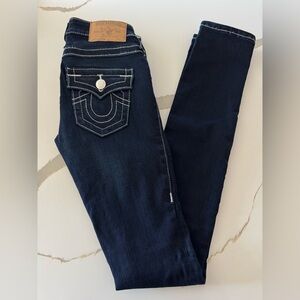 True Religion Dark Blue Stella Skinny Flap Jeans - Sz 24